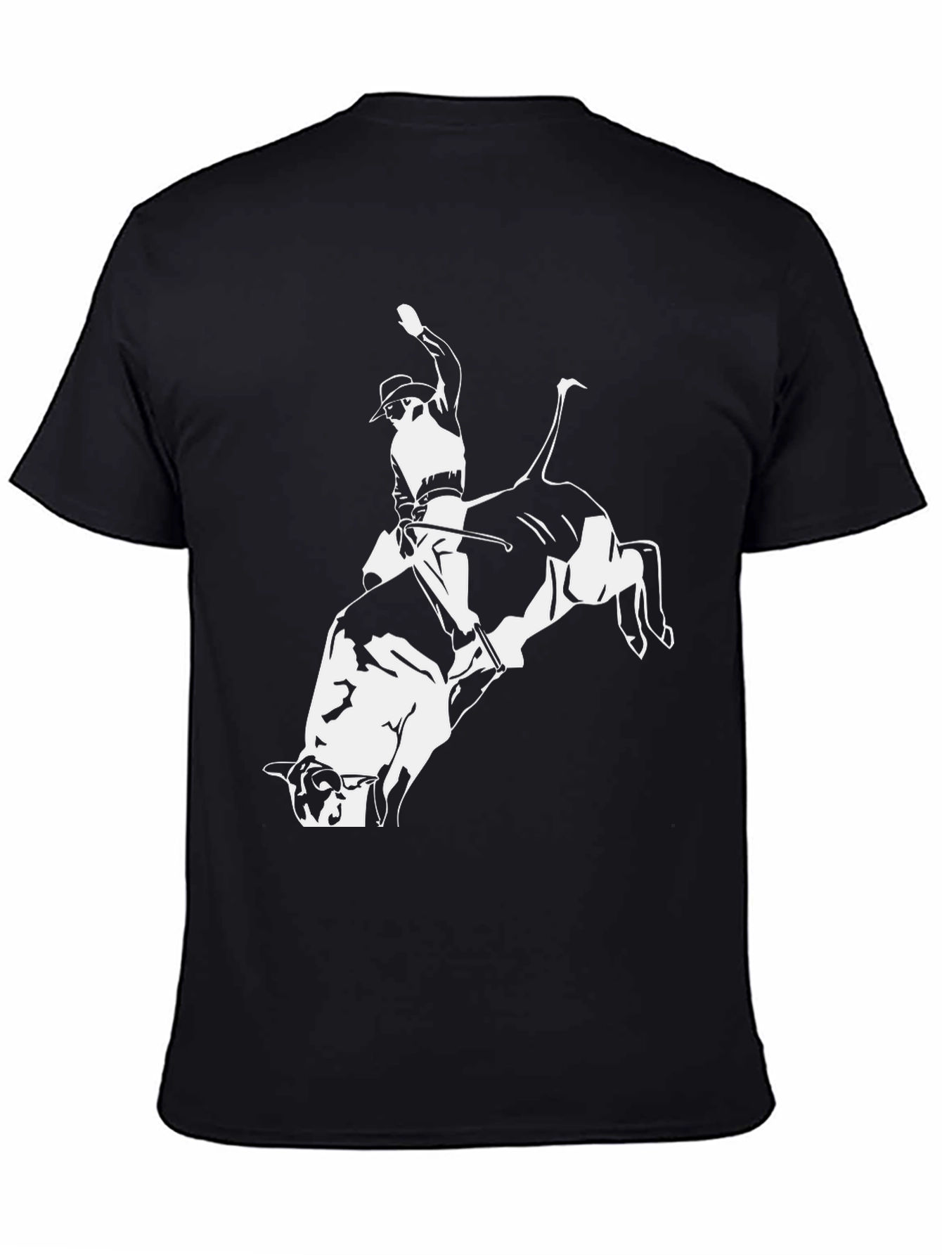 Bull Riding Graphic Tee - Black Cotton T-Shirt