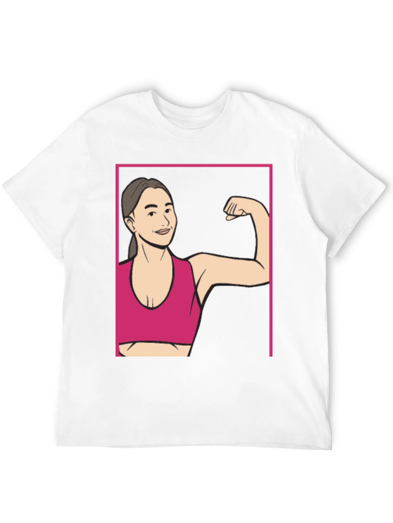 Strong Woman Cartoon Graphic Tee - Black Cotton Shirt