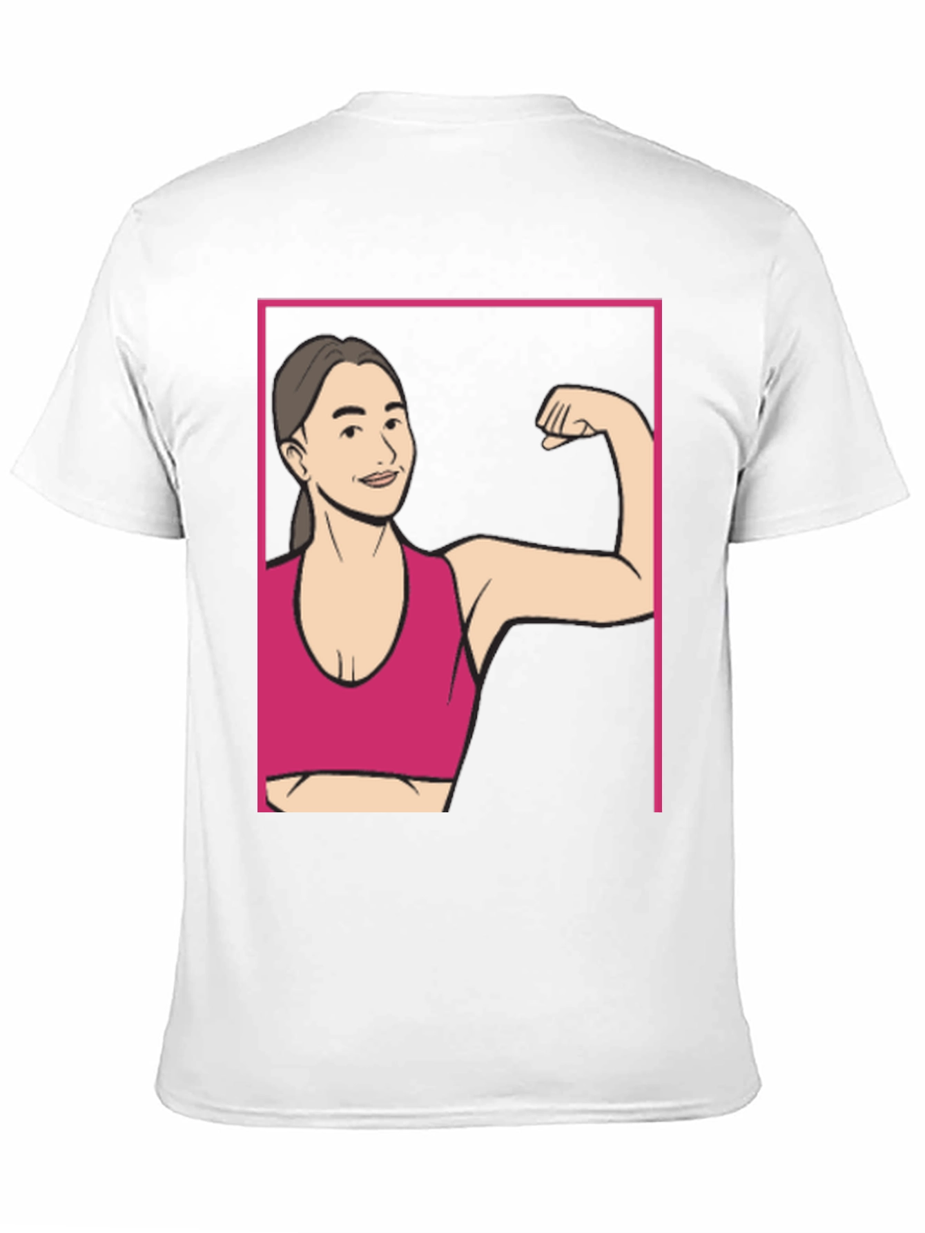 Strong Woman Cartoon Graphic Tee - Black Cotton Shirt