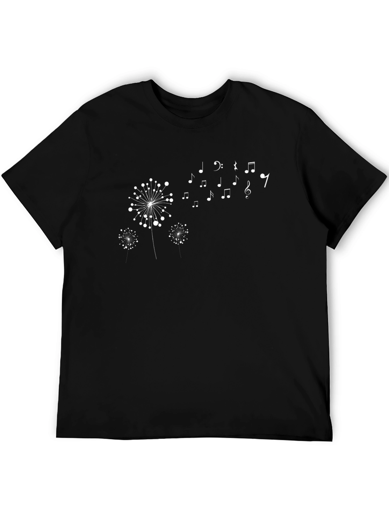 Dandelion Music Notes Black Graphic Tee