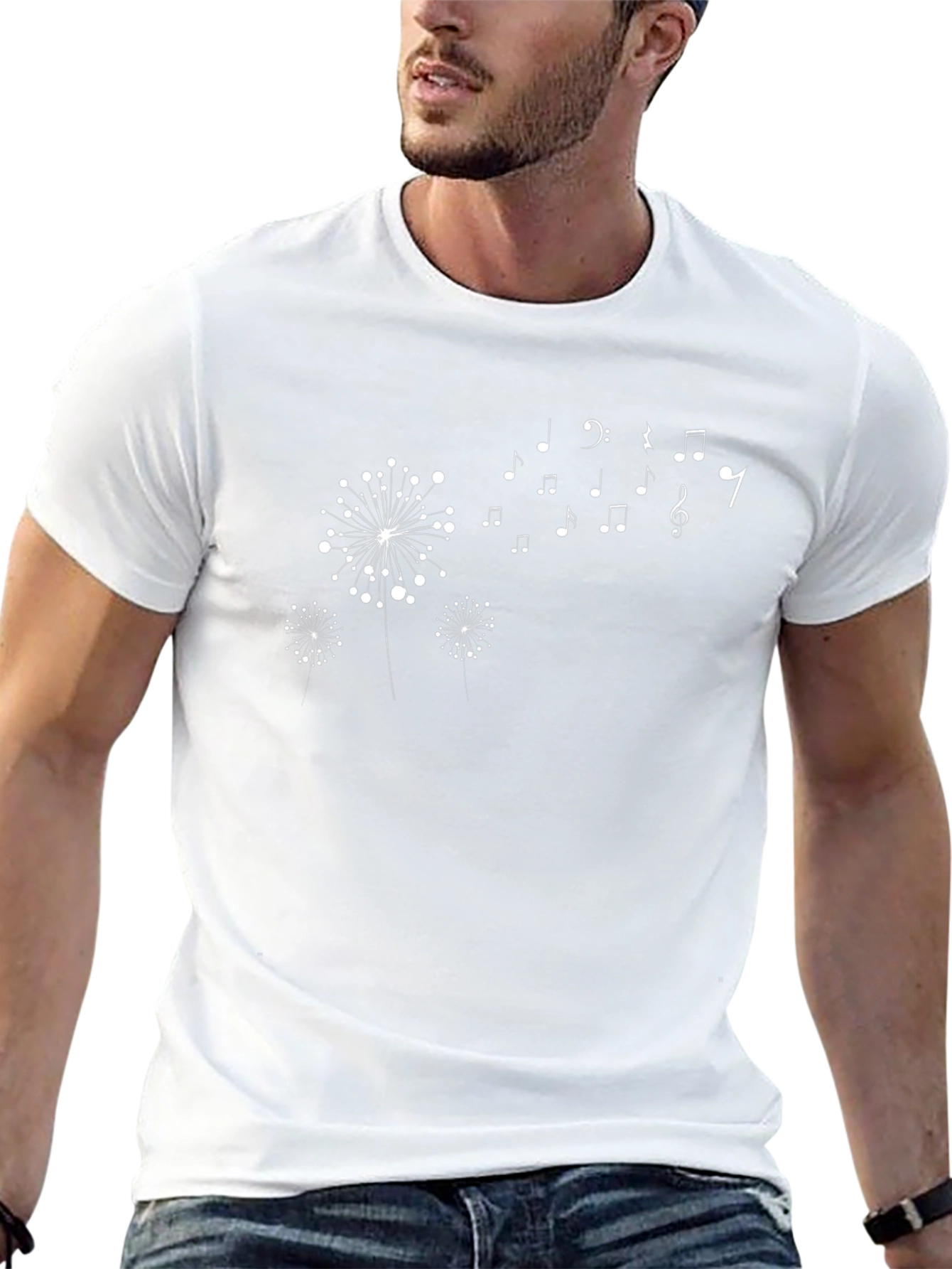 Dandelion Music Notes Black Graphic Tee