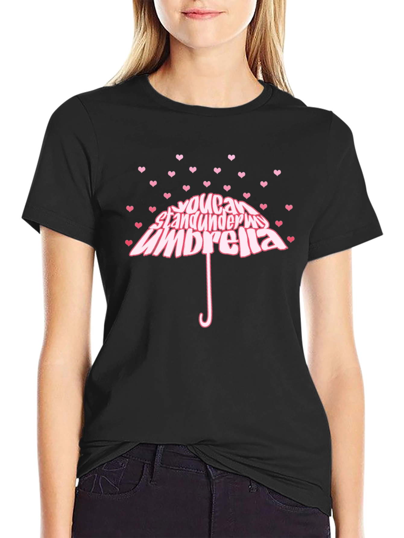 Heart You Can Stand Under My Umbrella Black T-Shirt