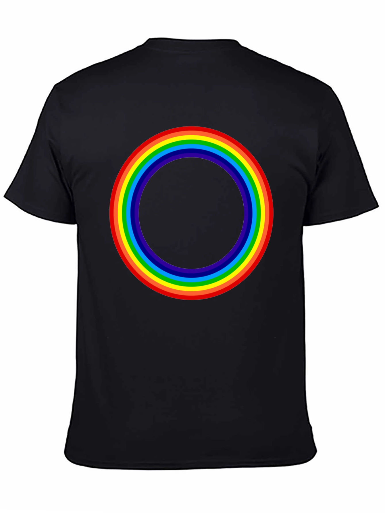 Rainbow Circle Graphic T-Shirt - Black Cotton Tee