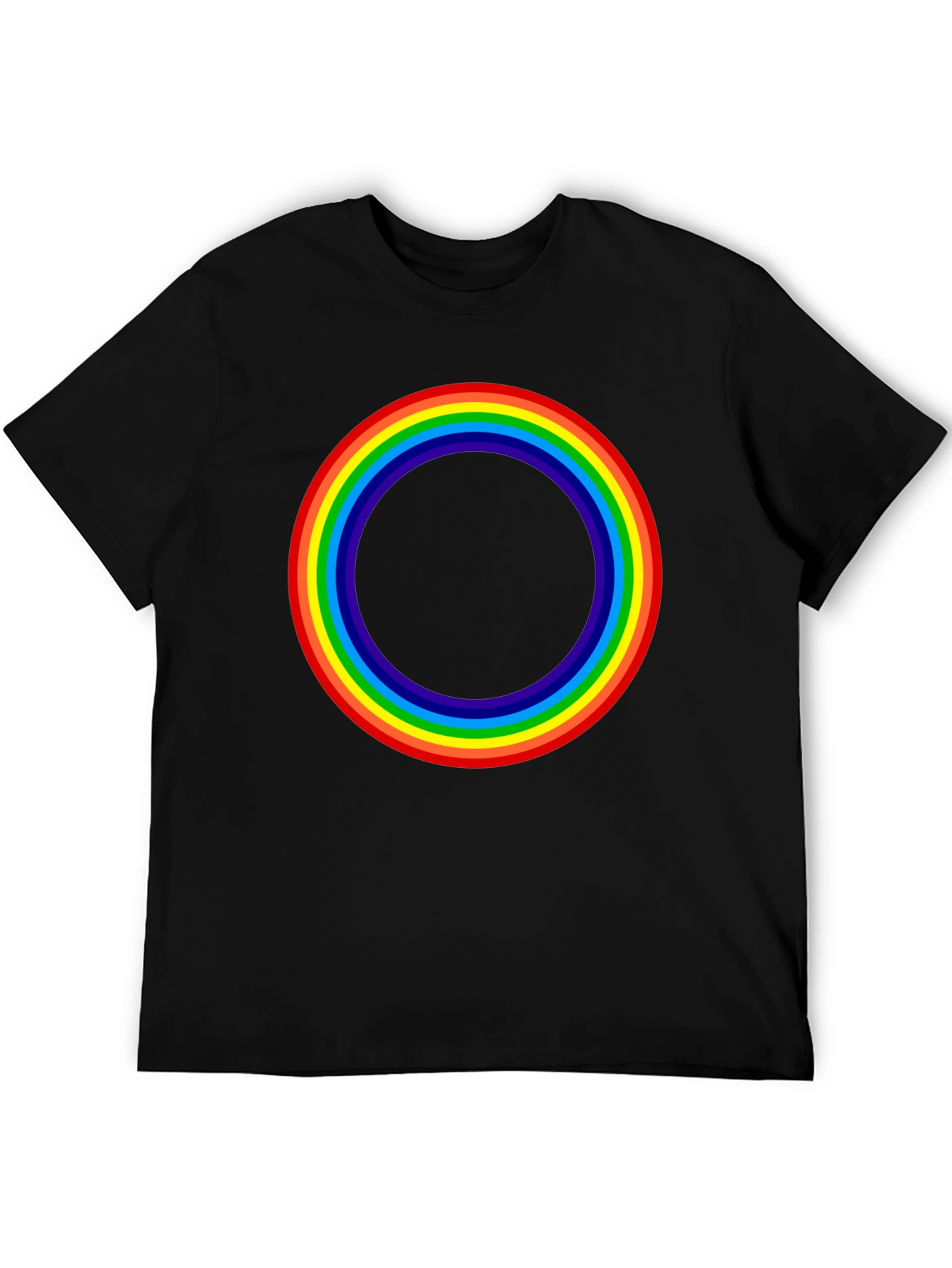 Rainbow Circle Graphic T-Shirt - Black Cotton Tee