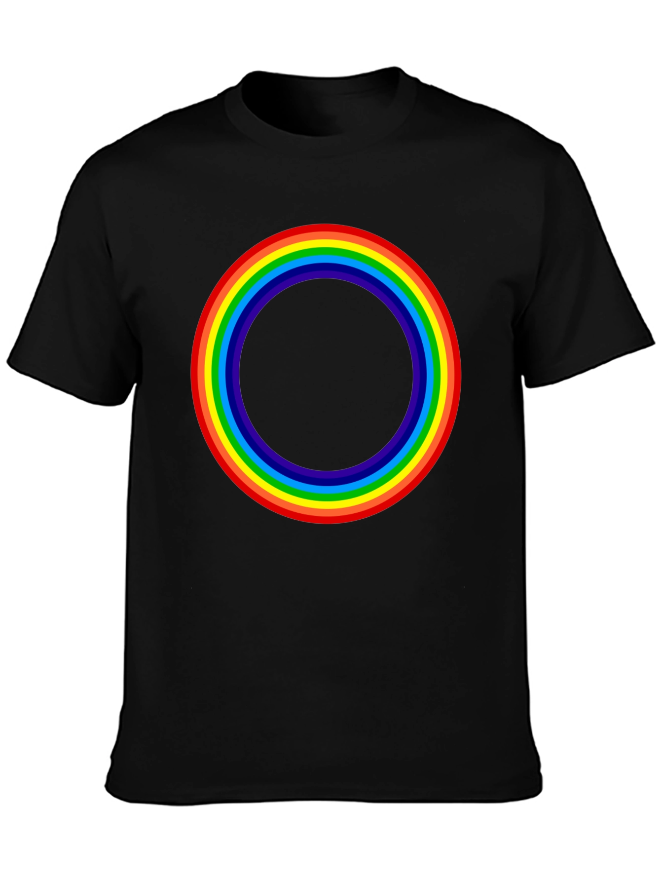 Rainbow Circle Graphic T-Shirt - Black Cotton Tee