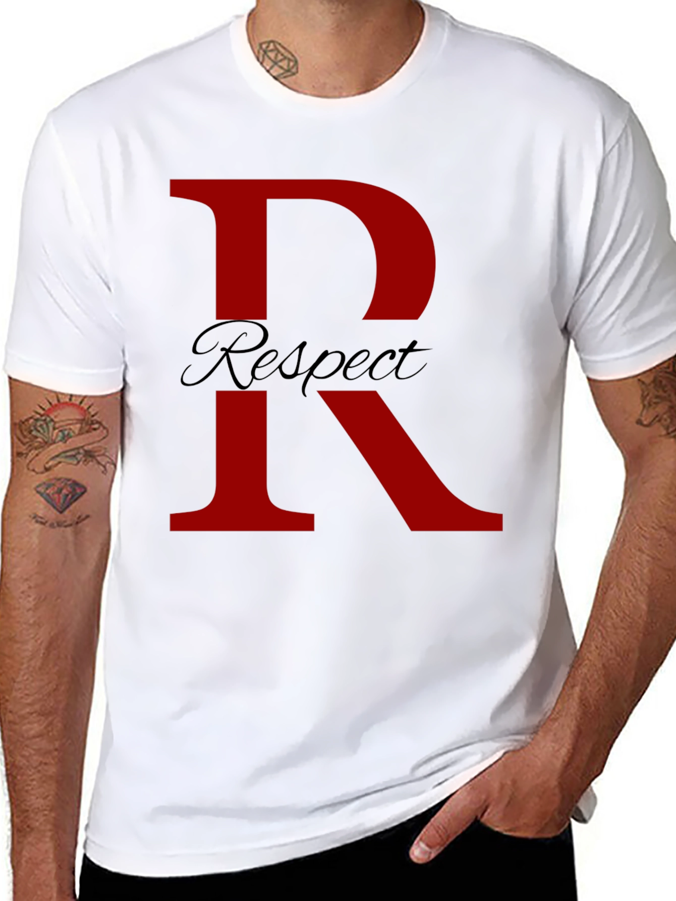 Respect T-Shirt - Bold Red Initial