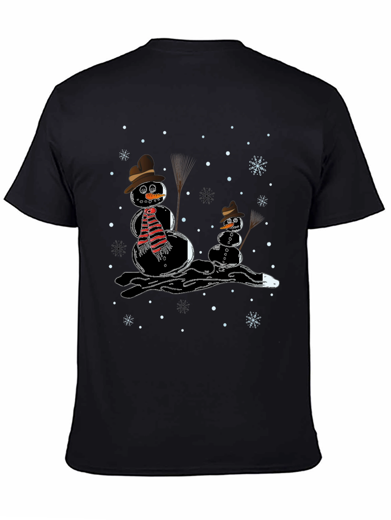 Melting Snowman Graphic Tee - Black