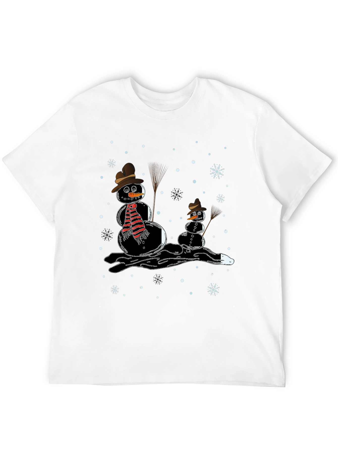 Melting Snowman Graphic Tee - Black