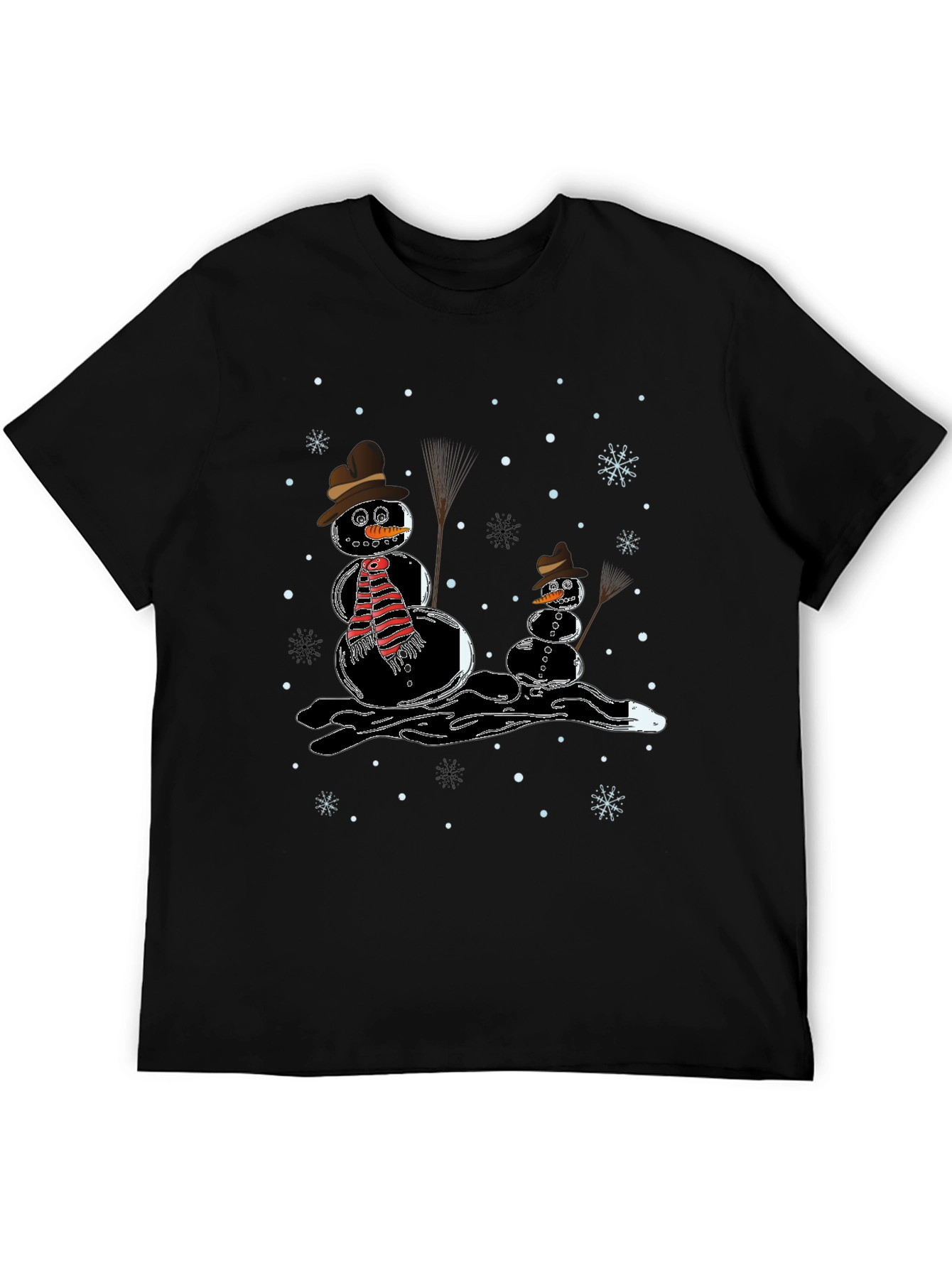 Melting Snowman Graphic Tee - Black