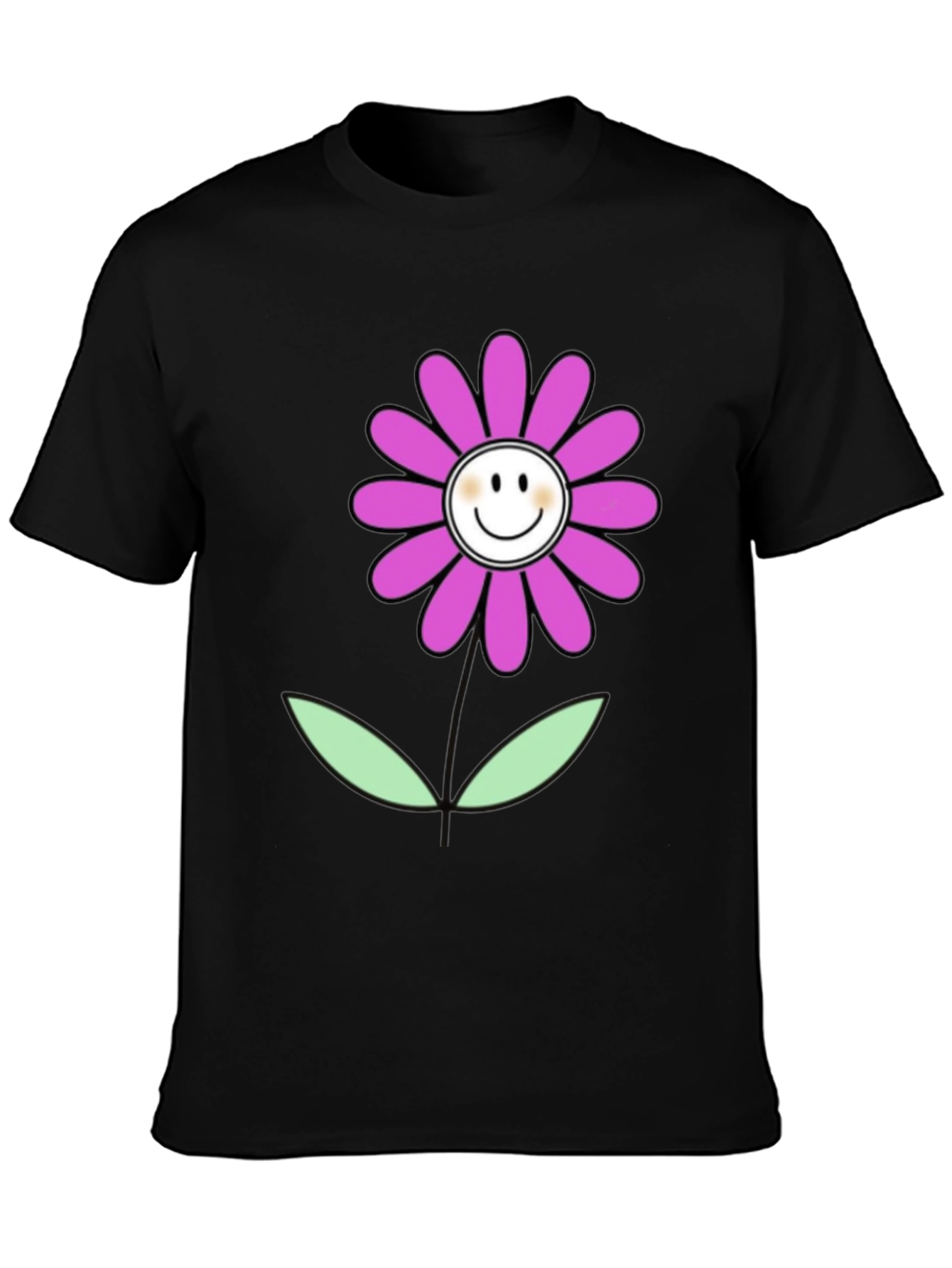 Smiley Flower Graphic Tee - Casual Comfort