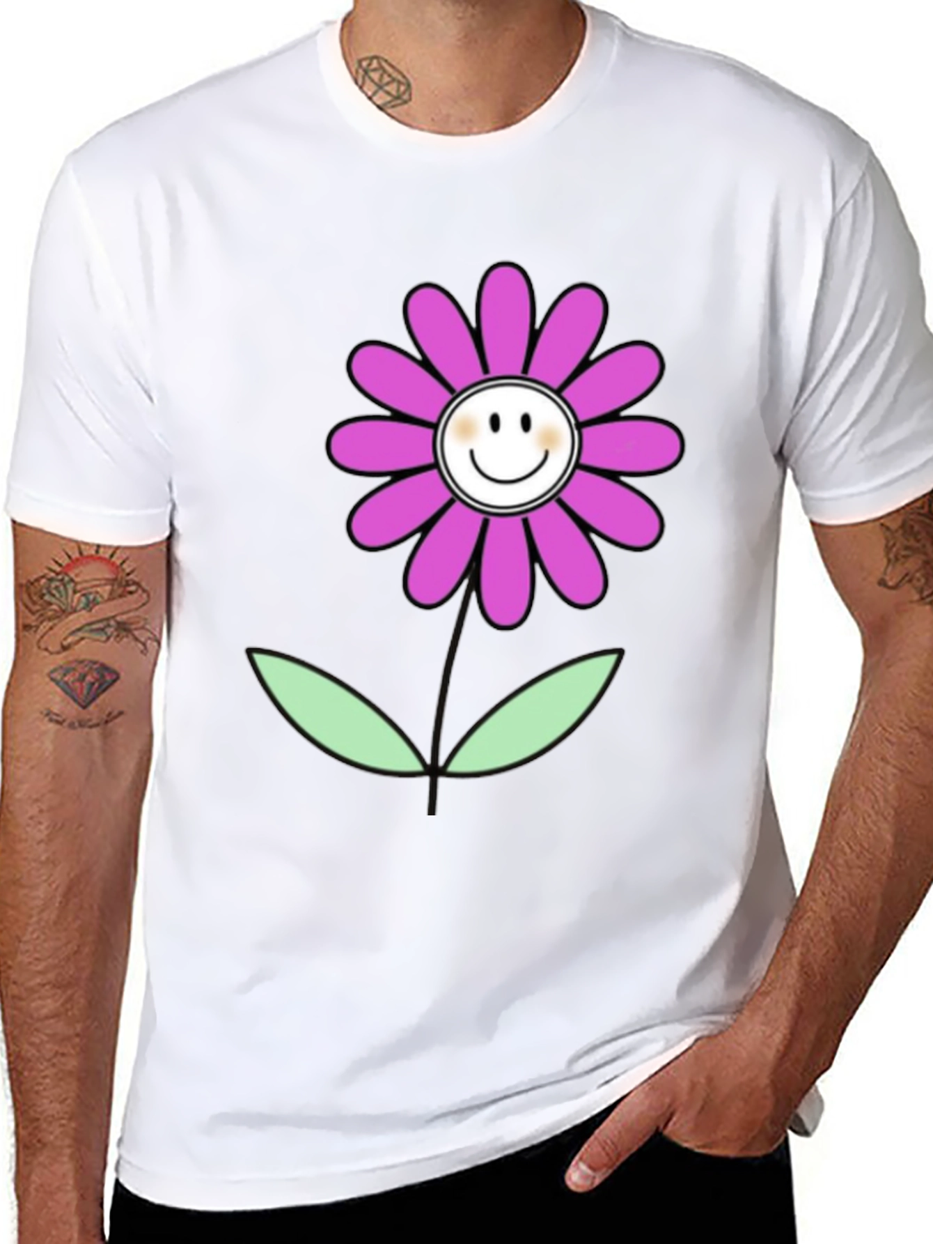 Smiley Flower Graphic Tee - Casual Comfort
