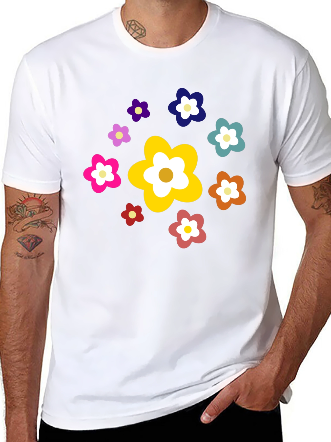 Floral Power Black Tee