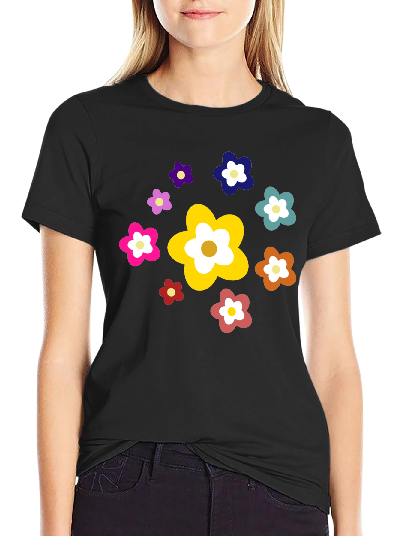Floral Power Black Tee