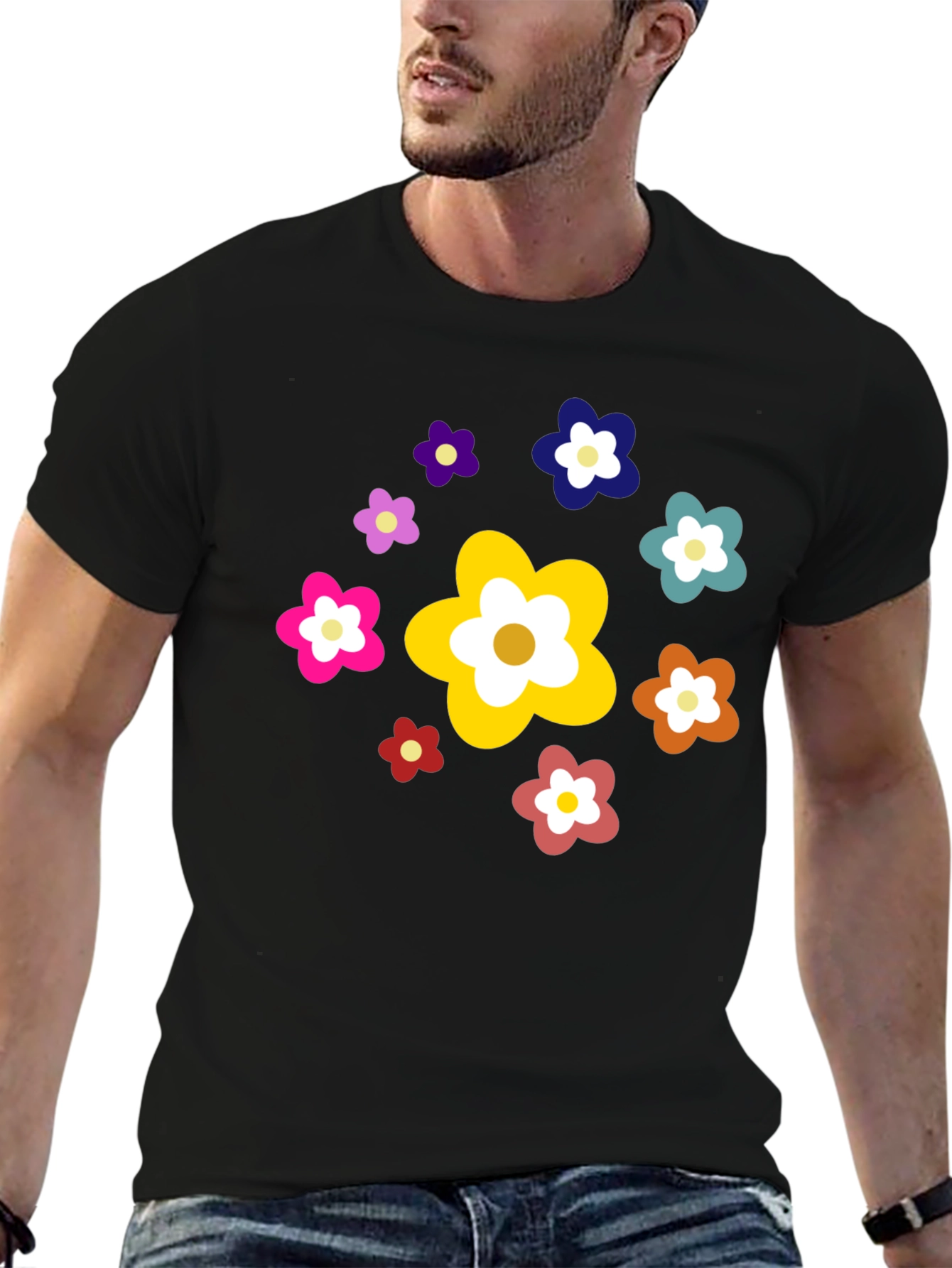 Floral Power Black Tee