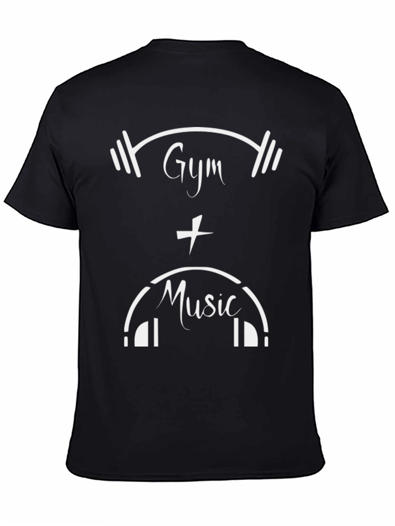 Gym and Music Graphic Tee - Black Cotton T-Shirt
