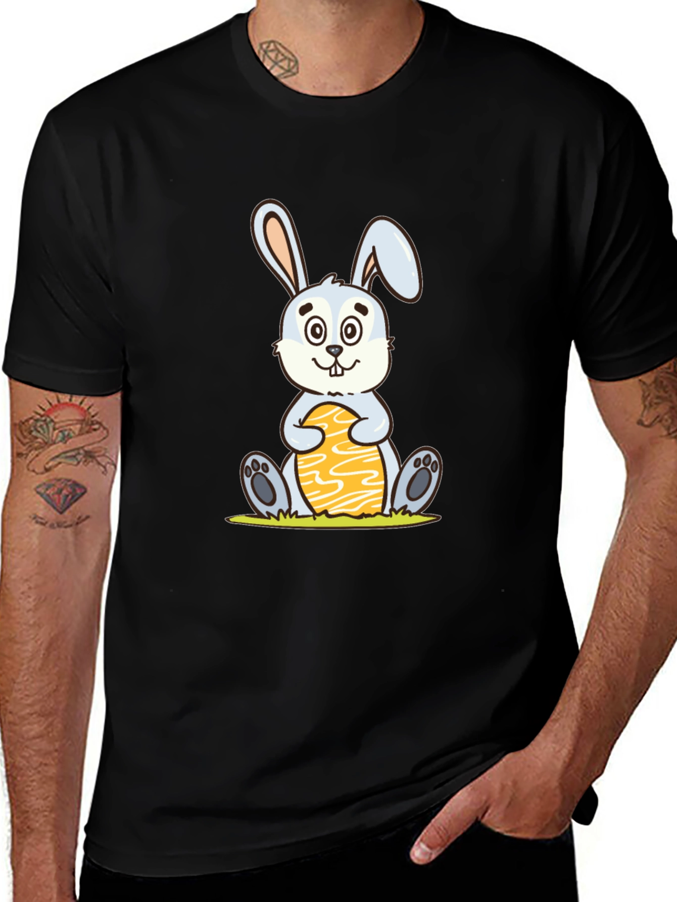 Cute Easter Bunny Holding Egg - Graphic T-Shirt