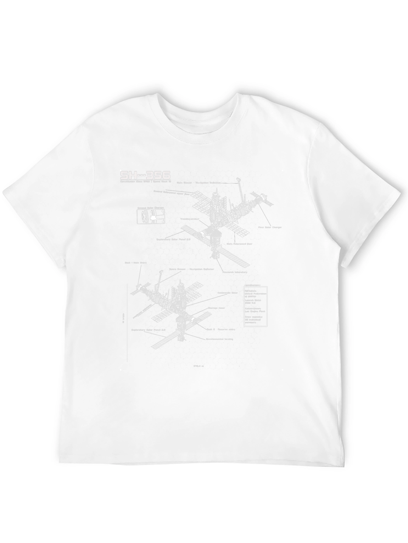 Space Station Blueprint Graphic T-Shirt