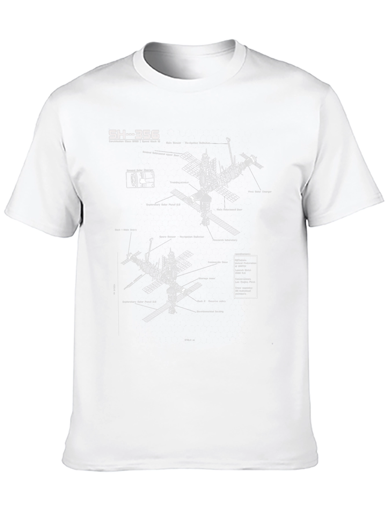 Space Station Blueprint Graphic T-Shirt