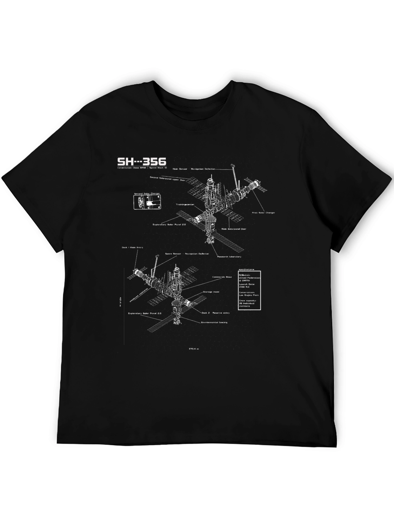 Space Station Blueprint Graphic T-Shirt