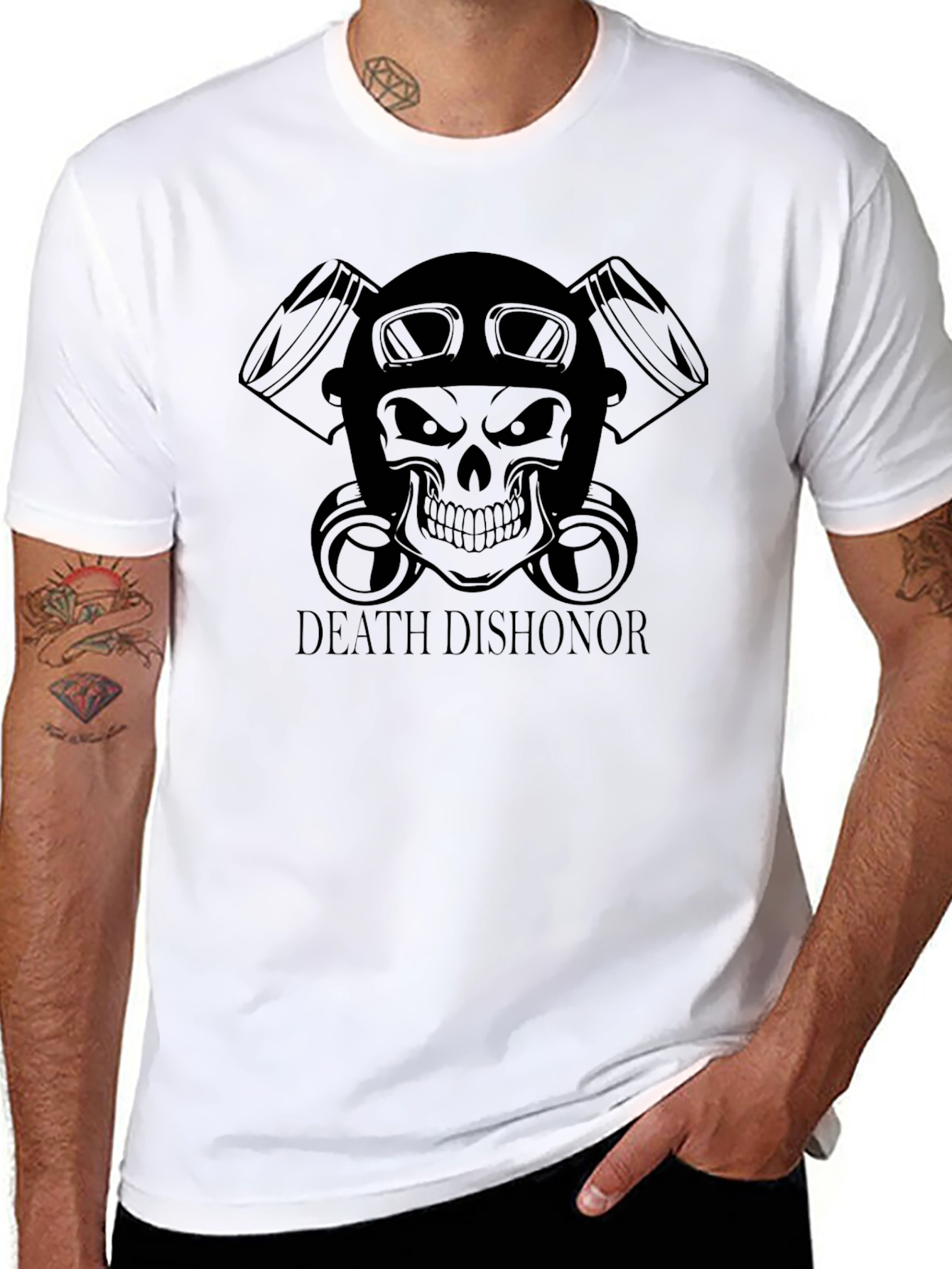 Death Dishonor Skull Biker T-Shirt