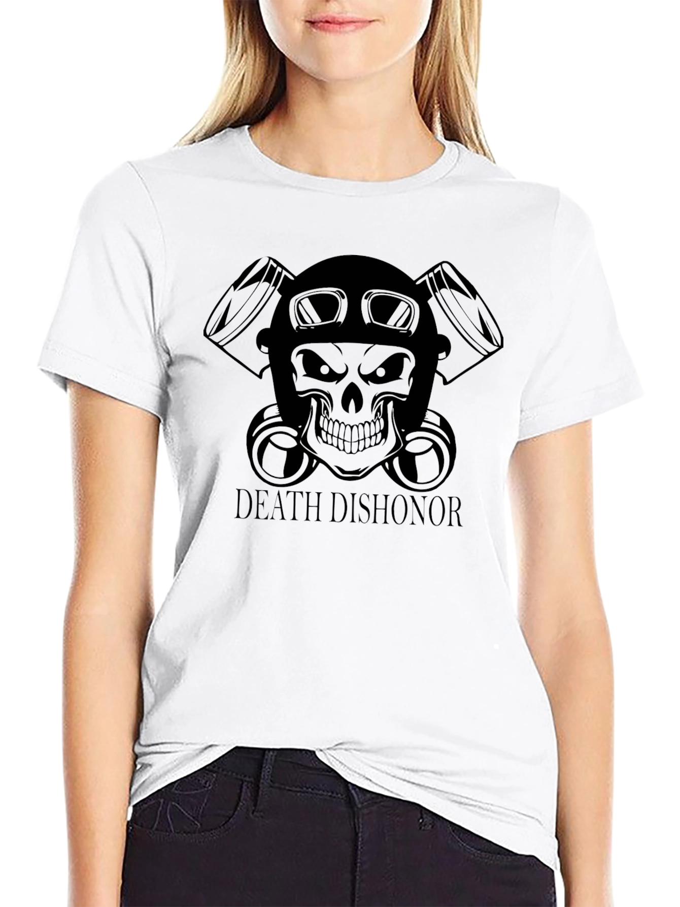Death Dishonor Skull Biker T-Shirt