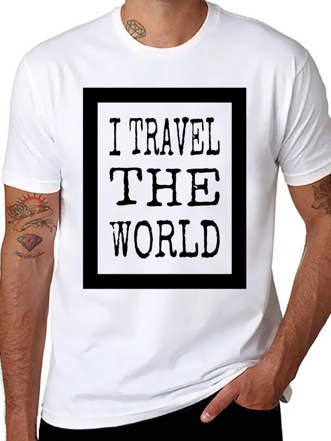 I Travel The World Graphic Black T-Shirt
