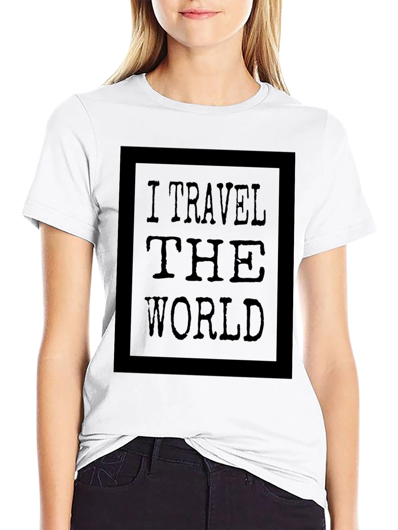 I Travel The World Graphic Black T-Shirt