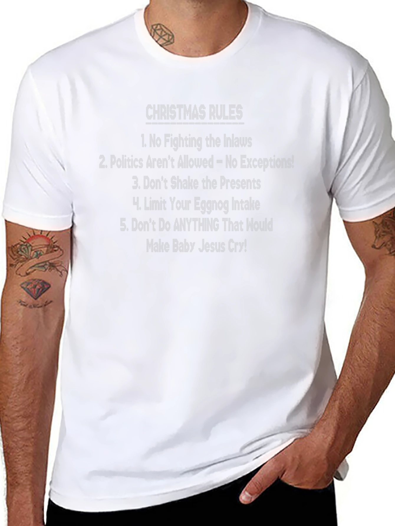 Funny Christmas Rules Graphic T-Shirt