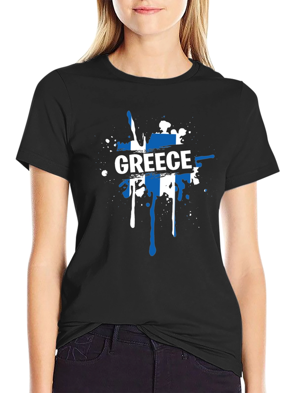 Greece Flag Splatter T-Shirt - Stylish Patriotic Tee