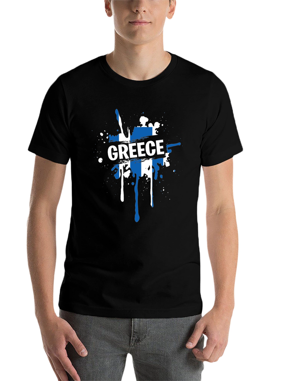 Greece Flag Splatter T-Shirt - Stylish Patriotic Tee