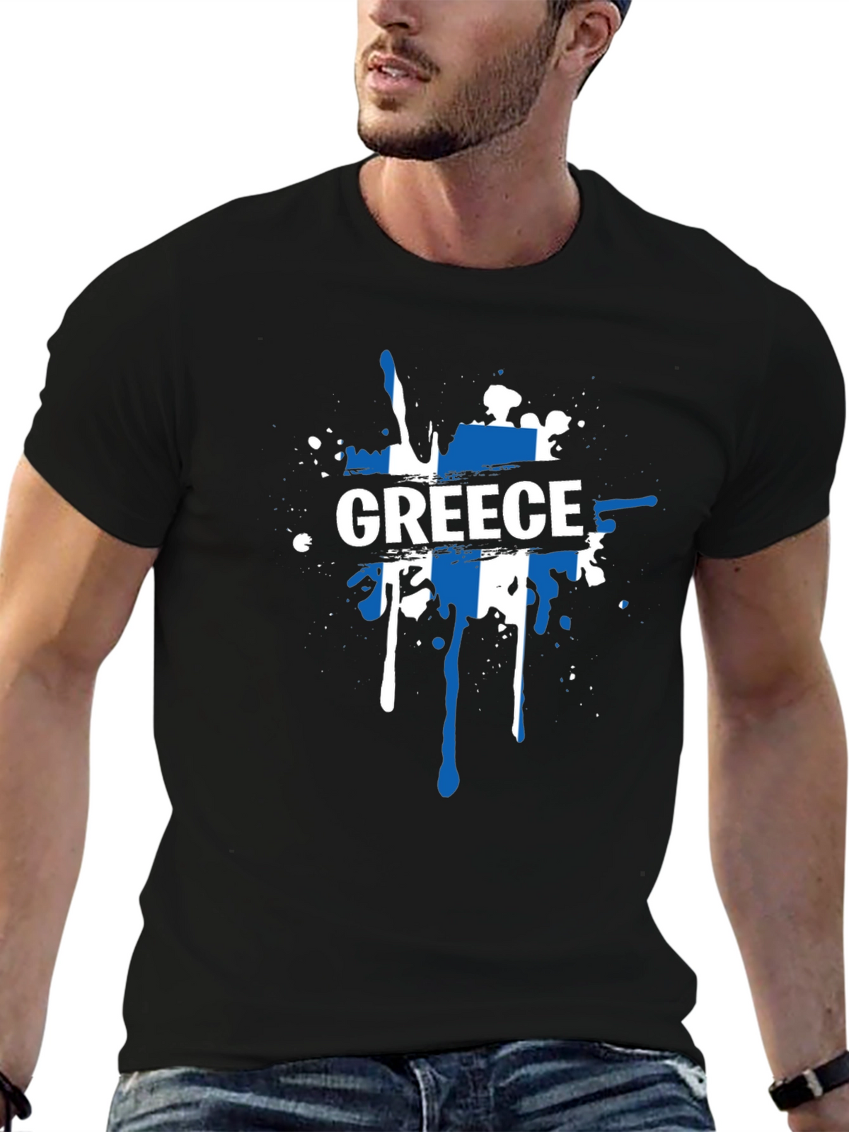Greece Flag Splatter T-Shirt - Stylish Patriotic Tee
