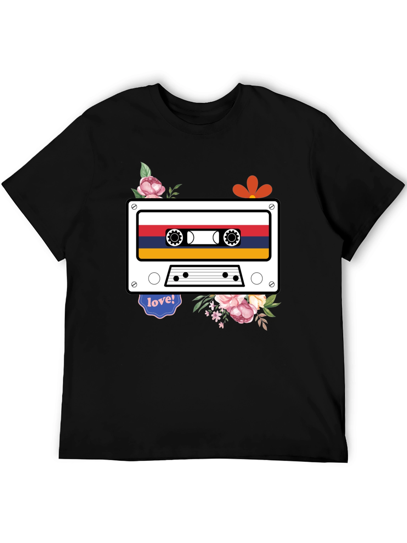 Retro Cassette Tape Flower Graphic Tee