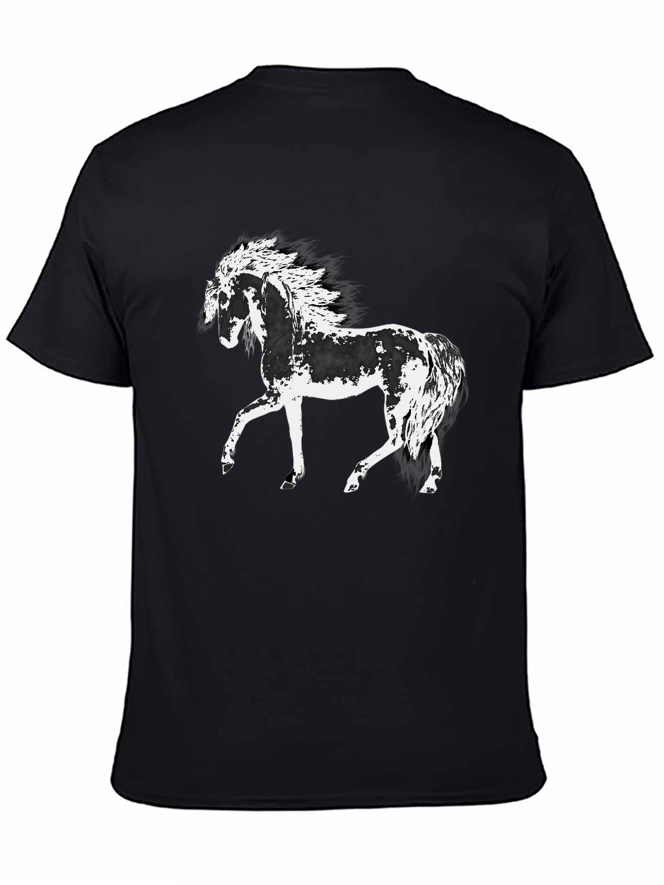 Horse Graphic Tee - Black Cotton T-Shirt