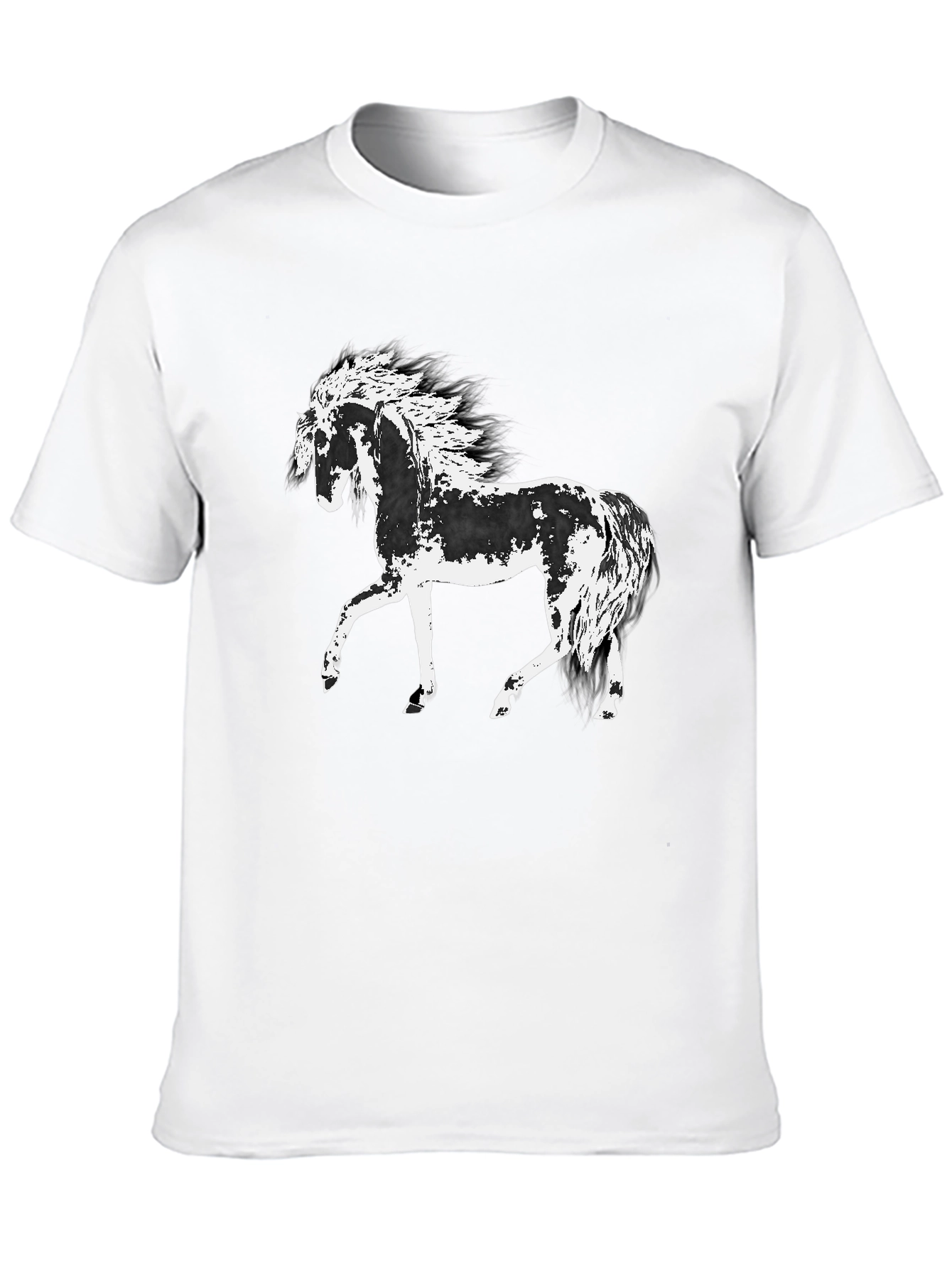 Horse Graphic Tee - Black Cotton T-Shirt