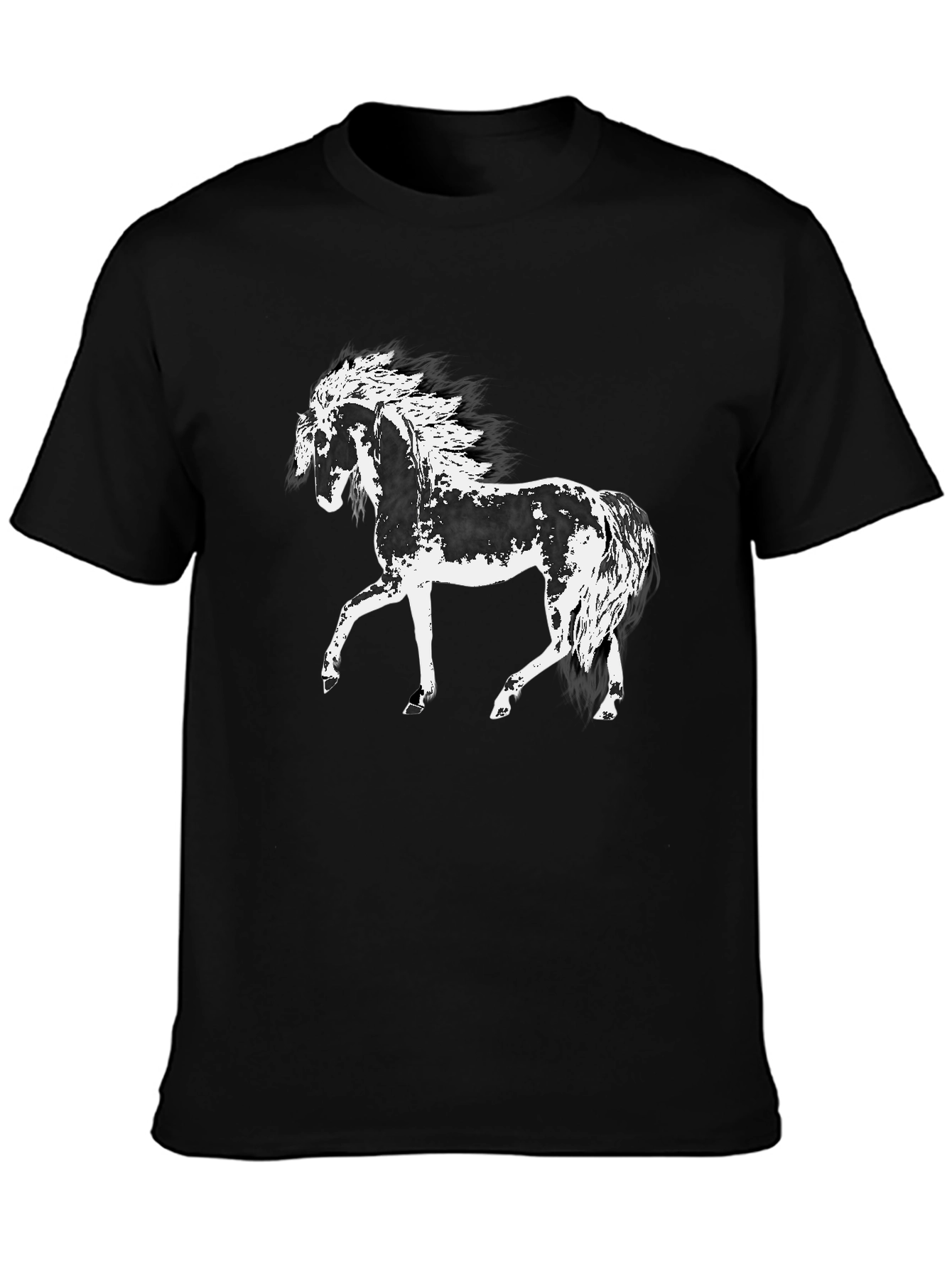 Horse Graphic Tee - Black Cotton T-Shirt