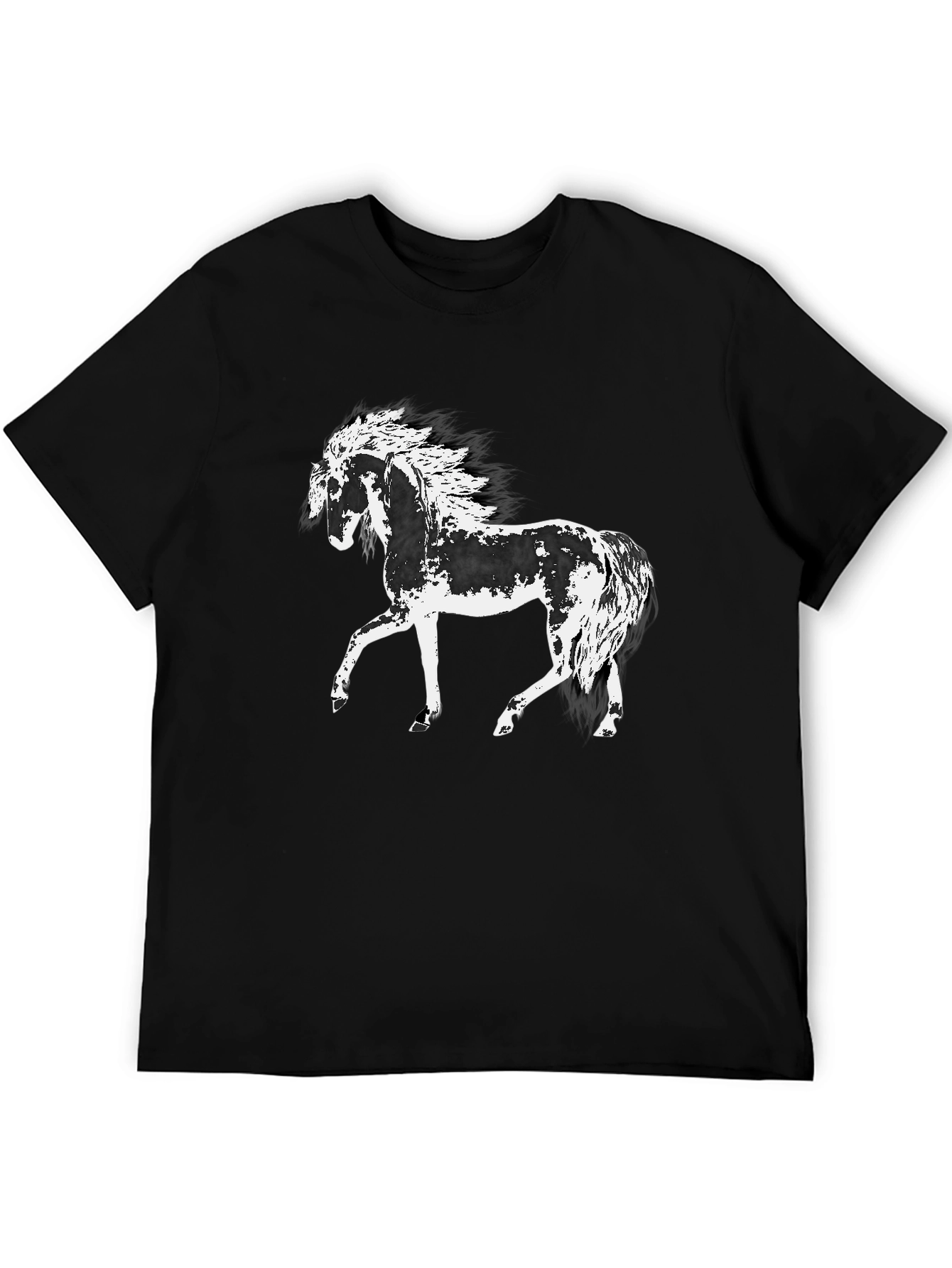 Horse Graphic Tee - Black Cotton T-Shirt