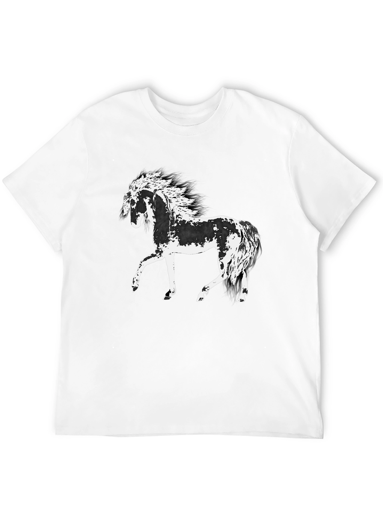 Horse Graphic Tee - Black Cotton T-Shirt
