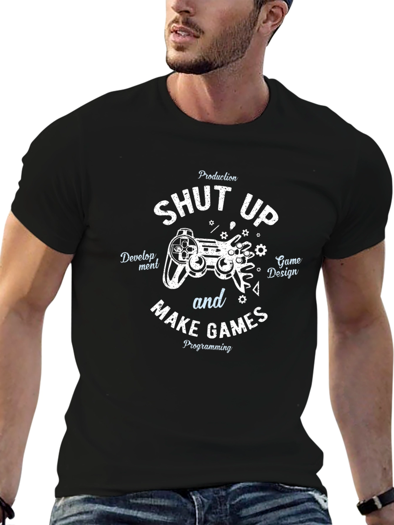 Shut Up and Make Games Black T-Shirt