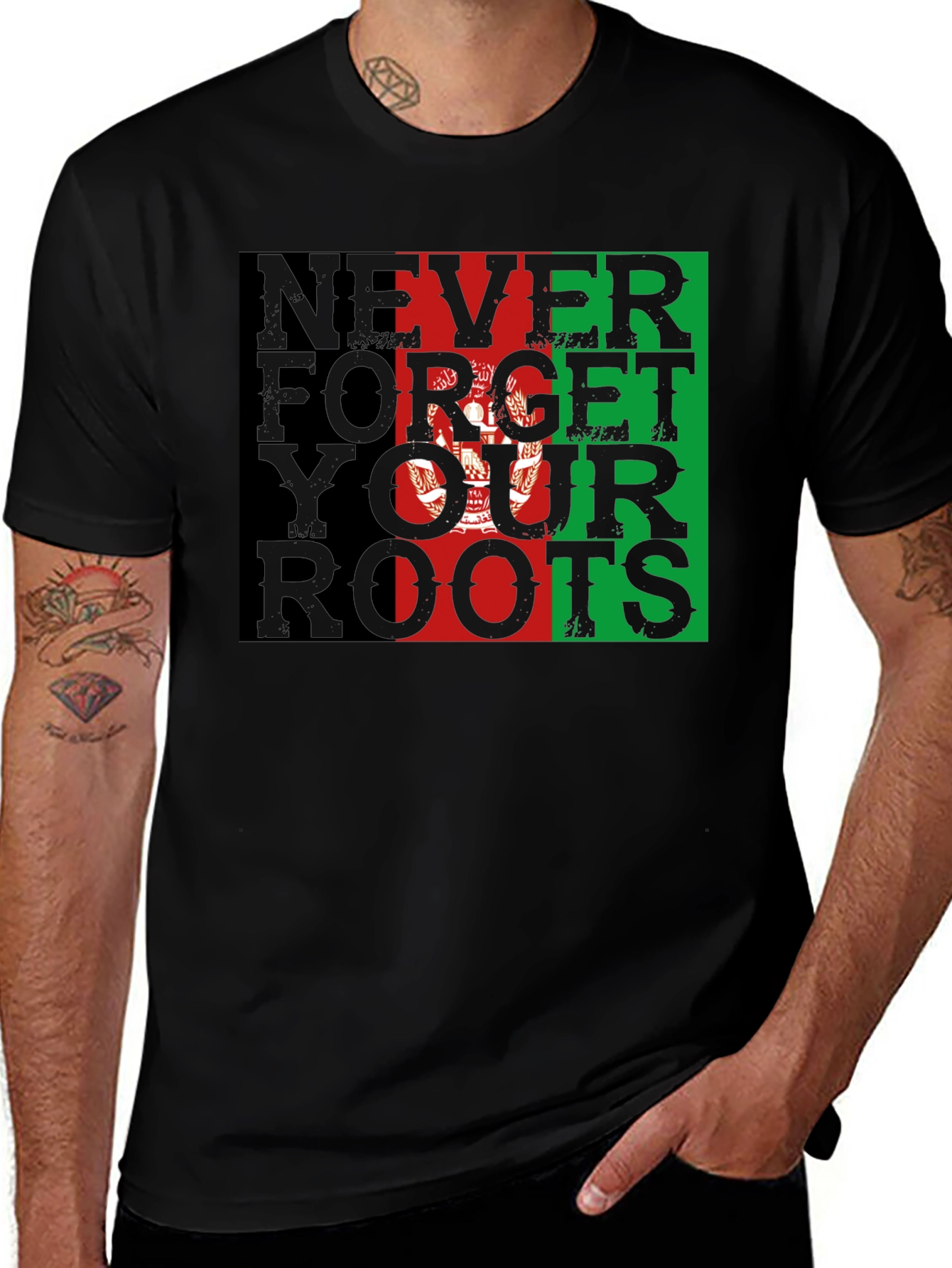 Never Forget Your Roots Afghanistan Flag T-Shirt