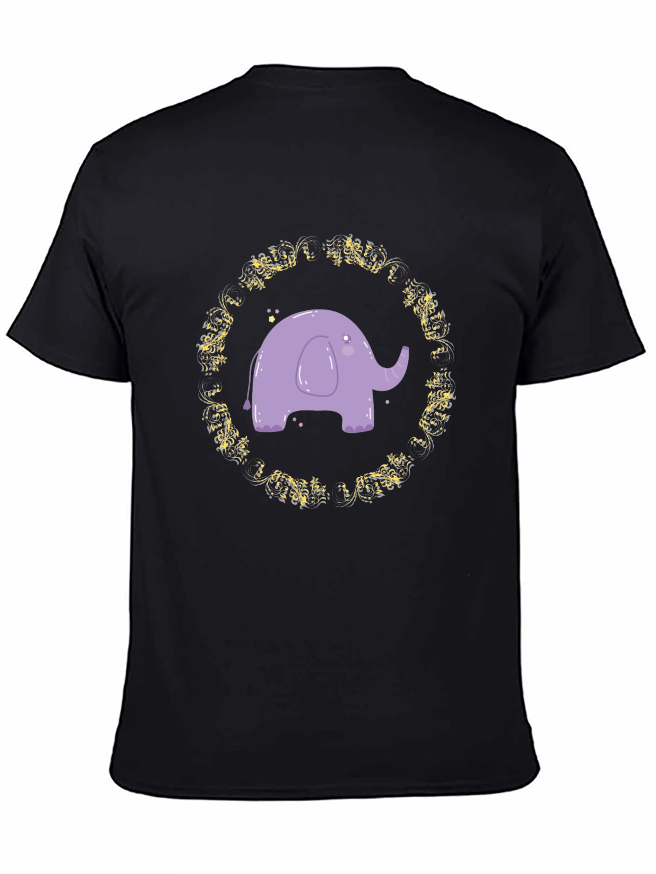Cute Elephant Graphic Tee - Black