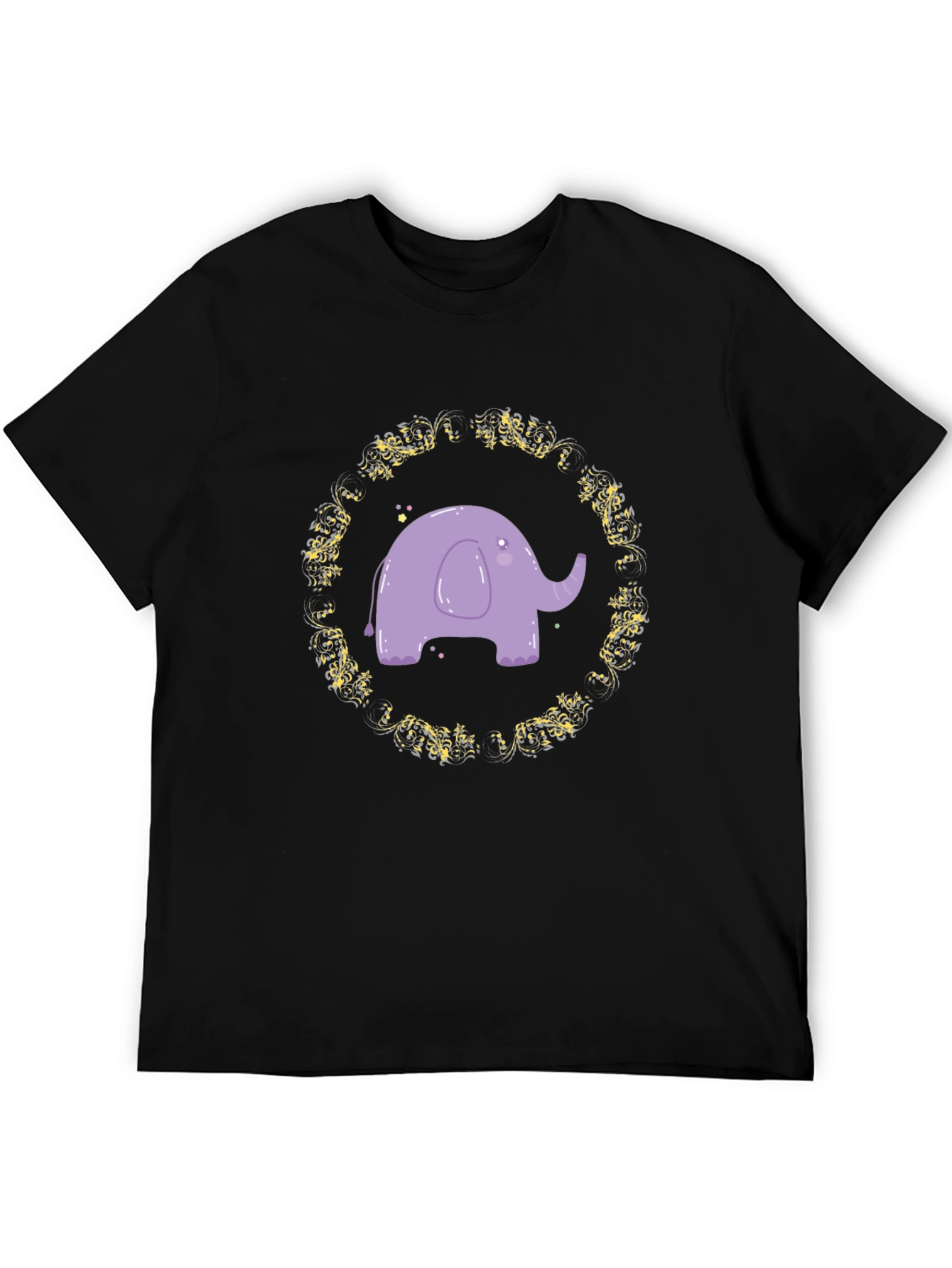 Cute Elephant Graphic Tee - Black
