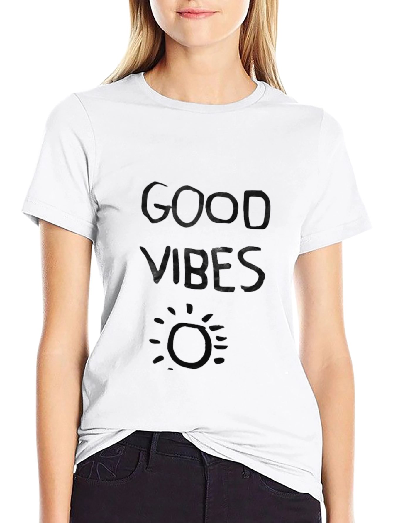 Good Vibes Black Graphic Tee - Relaxed Fit