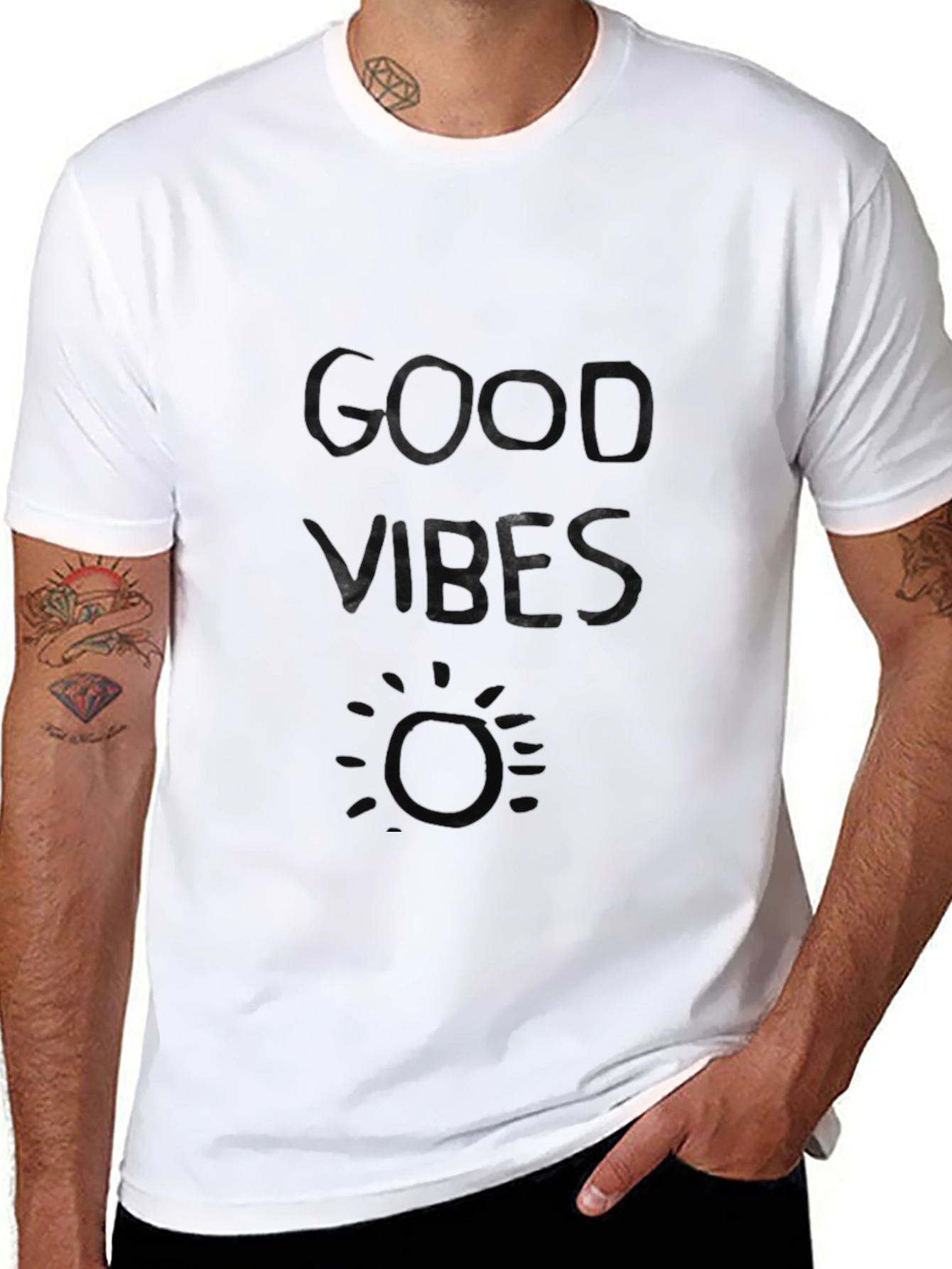Good Vibes Black Graphic Tee - Relaxed Fit