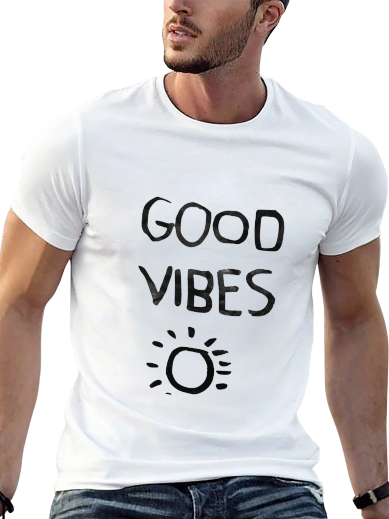 Good Vibes Black Graphic Tee - Relaxed Fit