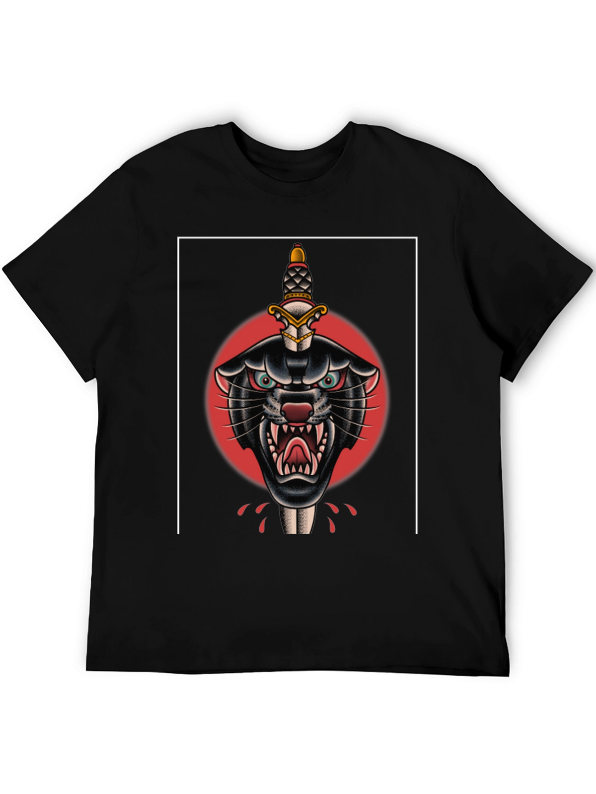 Black Panther Dagger Tattoo Graphic T-Shirt