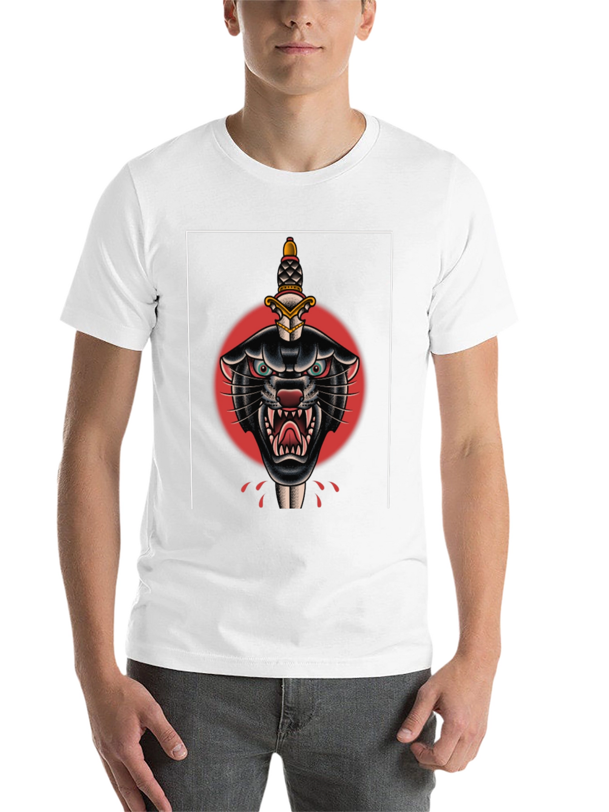 Black Panther Dagger Tattoo Graphic T-Shirt