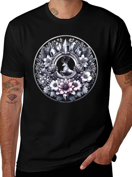 Deer & Floral Circle Graphic Tee