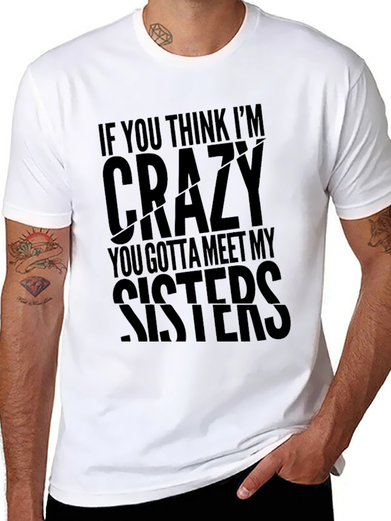 Funny Crazy Sisters Graphic Novelty T-Shirt