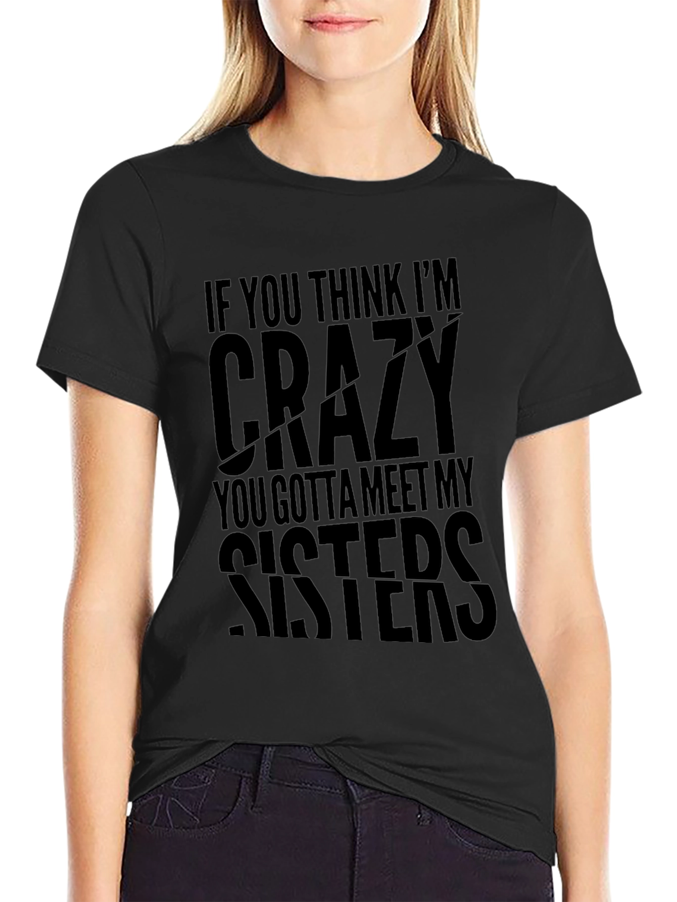 Funny Crazy Sisters Graphic Novelty T-Shirt