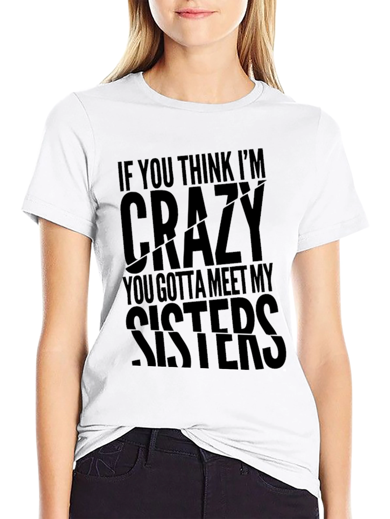 Funny Crazy Sisters Graphic Novelty T-Shirt